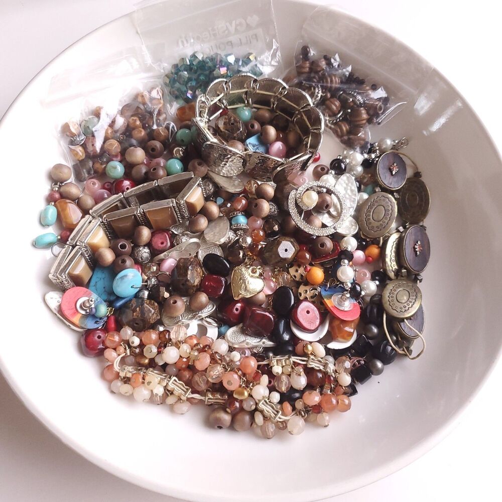 Vintage Bead Lot from Broken Jewelry 1lb 6.5 oz Boho Craft Crafting Art Supplies